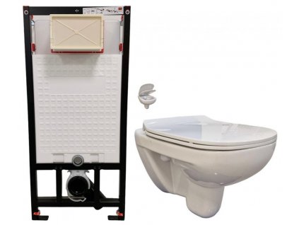 DEANTE Podomítkový rám, pro závěsné WC mísy bez tlačítka + WC bez oplachového kruhu Edge + SEDÁTKO CST_WC01 X EG1