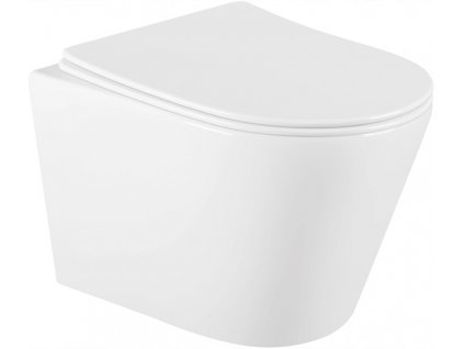 MEXEN/S - Rico Závěsná WC mísa Rimless včetně sedátka s slow-slim, Duroplast, bílá 30720400