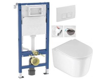 GEBERIT DuofixBasic s bílým tlačítkem DELTA50 + WC DEANTE Jasmin se sedátkem RIMLESS 458.103.00.2 50BI JA1