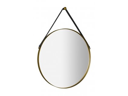 SAPHO - ORBITER kulaté zrcadlo s koženým páskem ø 60cm, zlato mat ORT060G