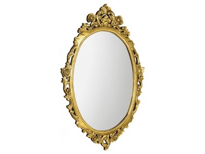 SAPHO - DESNA oválné zrcadlo ve vyřezávaném rámu, 80x100cm, zlatá IN352