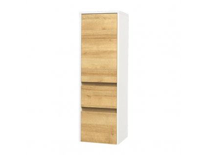 MEREO - Opto koupelnová skříňka vysoká 125 cm, pravé otevírání, bílá/dub Riviera CN934P