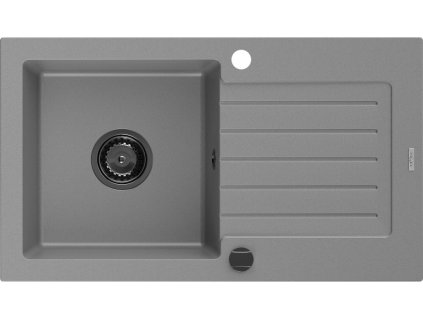 MEXEN/S - Pablo granitový dřez 1 s odkapávačem 752 x 436 mm, šedá, + sifon grafit 6510751010-71-B