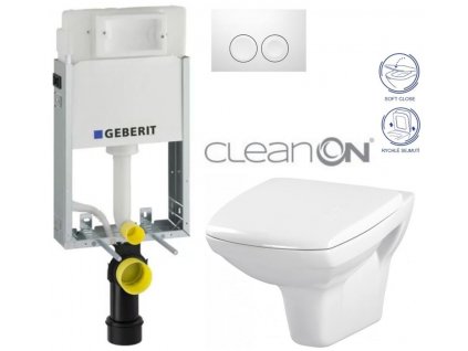 GEBERIT KOMBIFIXBasic vč. bílého tlačítka DELTA 21 + WC CERSANIT CLEANON CARINA + SEDÁTKO 110.100.00.1 21BI CA2