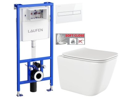 LAUFEN Rámový podomítkový modul CW1 SET s bílým tlačítkem + WC INVENA PAROS + SEDÁTKO H8946600000001BI RO1