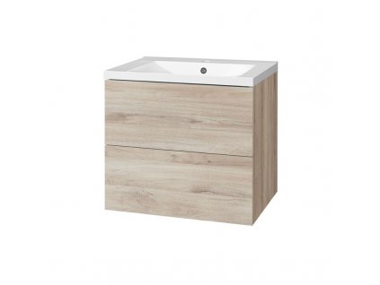 MEREO - Aira, koupelnová skříňka s umyvadlem z litého mramoru 61 cm, dub Kronberg CN720M