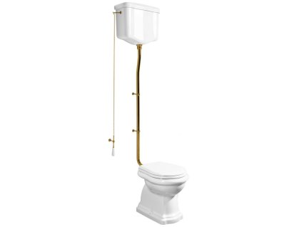 KERASAN - RETRO WC mísa s nádržkou, zadní odpad, bílá-bronz WCSET16-RETRO-ZO