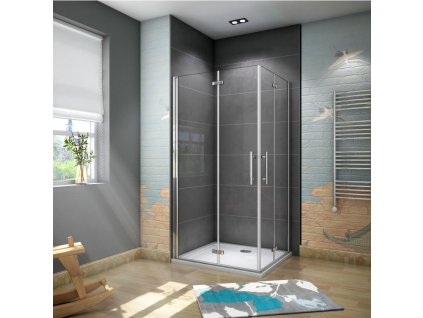 H K - Obdelníkový sprchový kout SOLO R810, 80x100 cm se zalamovacími dveřmi, rohový vstup včetně sprchové vaničky z litého mramoru SE-SOLOR810/THOR-10080