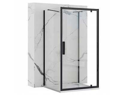 REA/S - Přístěnná sprchová kabina Rapid Swing Black Dveře: 100 x Sprchová zástěna: 100 KPL-009957