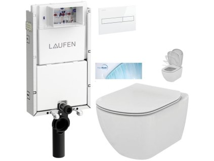 LAUFEN Podomít. systém LIS TW1 SET s bílým tlačítkem + WC Ideal Standard Tesi se sedátkem SoftClose, AquaBlade H8946630000001BI TE1
