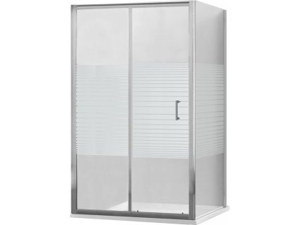 MEXEN/S - Apia sprchový kout posuvný 100x100, sklo transparent/pruhy, chrom + vanička 840-100-100-01-20-4010