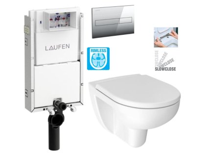 LAUFEN Podomít. systém LIS TW1 SET s chromovým tlačítkem + WC JIKA LYRA PLUS RIMLESS + SEDÁTKO DURAPLAST SLOWCLOSE H8946630000001CR LY2