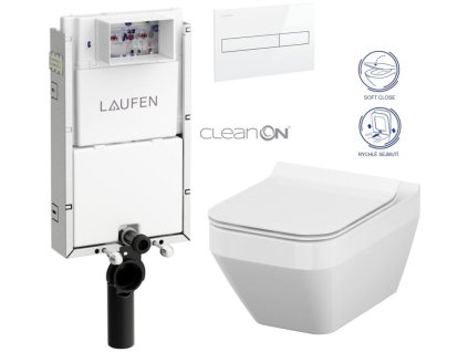 LAUFEN Podomít. systém LIS TW1 SET s bílým tlačítkem + WC CERSANIT CLEANON CREA čtverec + SEDÁTKO H8946630000001BI CR2