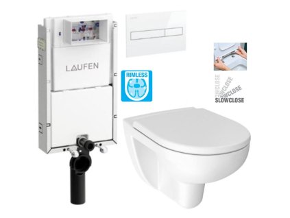 LAUFEN Podomít. systém LIS TW1 SET s bílým tlačítkem + WC JIKA LYRA PLUS RIMLESS + SEDÁTKO DURAPLAST SLOWCLOSE H8946630000001BI LY2