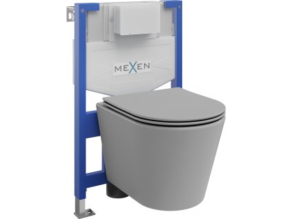 MEXEN/S - WC předstěnová instalační sada Fenix XS-F s mísou WC Rico + sedátko softclose, světle šedá mat 68030724061