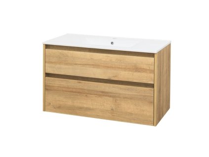 MEREO - Opto, koupelnová skříňka s keramickým umyvadlem 101 cm, dub Riviera CN922