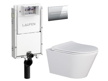 LAUFEN Podomít. systém LIS TW1 SET s chromovým tlačítkem + WC MYJOYS MY1 + SEDÁTKO H8946630000001CR MY1