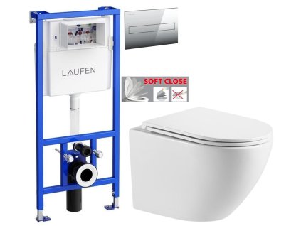 LAUFEN Rámový podomítkový modul CW1 SET s chromovým tlačítkem + WC INVENA LIMNOS WITH SOFT, včetně soft/close sedátka H8946600000001CR LI1