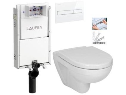 LAUFEN Podomít. systém LIS TW1 SET s bílým tlačítkem + WC JIKA LYRA PLUS + SEDÁTKO DURAPLAST SLOWCLOSE H8946630000001BI LY5
