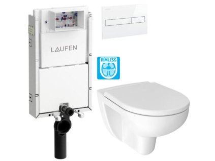 LAUFEN Podomít. systém LIS TW1 SET s bílým tlačítkem + WC JIKA LYRA PLUS RIMLESS + SEDÁTKO DURAPLAST H8946630000001BI LY1