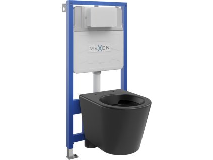 MEXEN/S - WC předstěnová instalační sada Fenix Slim s mísou WC Rico, černá mat 6103372XX85