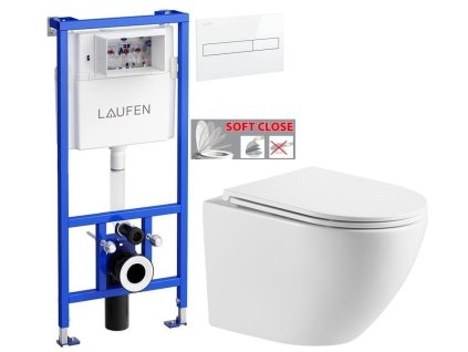 LAUFEN Rámový podomítkový modul CW1 SET s bílým tlačítkem + WC INVENA LIMNOS WITH SOFT, včetně soft/close sedátka H8946600000001BI LI1
