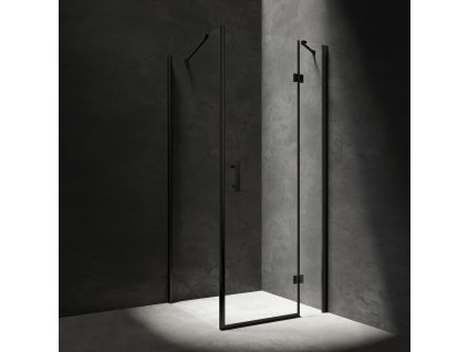 OMNIRES - MANHATTAN obdélníkový sprchový kout s křídlovými dveřmi, 90 x 100 cm černá mat / transparent /BLMTR/ MH9010BLTR