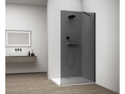 POLYSAN - ESCA BLACK MATT jednodílná sprchová zástěna k instalaci ke stěně, kouřové sklo, 1100 ES1211-02