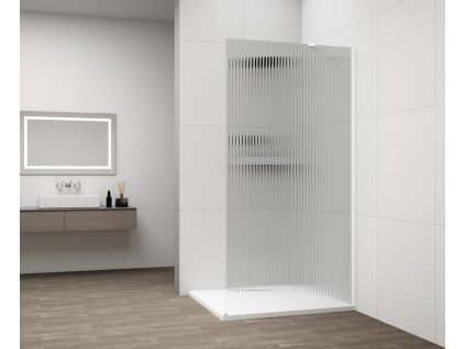 POLYSAN - ESCA WHITE MATT jednodílná sprchová zástěna k instalaci ke stěně, sklo Flute, 1000 ES1310-03