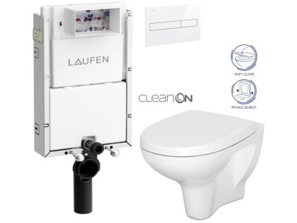 LAUFEN Podomít. systém LIS TW1 SET s bílým tlačítkem + WC CERSANIT ARTECO CLEANON + SEDÁTKO H8946630000001BI AT1