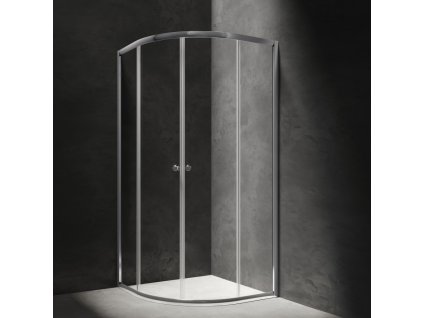 OMNIRES - BRONX sprchový kout s posuvnými dveřmi čtvrtkruh, 90 x 90 cm chrom / transparent /CRTR/ S203090CRTR