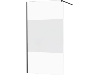 MEXEN/S - KIOTO Sprchová zástěna WALK-IN 140x200 cm 8 mm, černá, Transparent/matné sklo 800-140-101-70-35