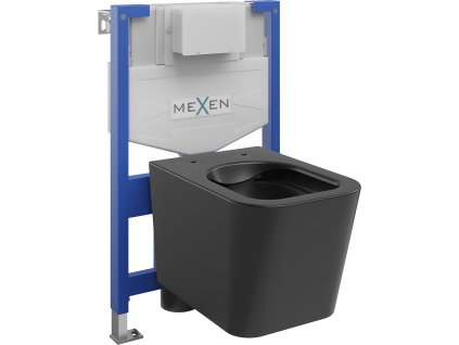 MEXEN/S - WC předstěnová instalační sada Felix XS-F s mísou WC Teo, černá mat 6803385XX85
