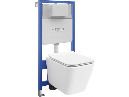 MEXEN/S - WC předstěnová instalační sada Fenix Slim s mísou WC Cube + sedátko softclose, bílá 61030924000