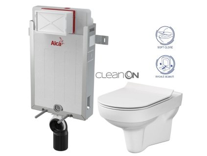 ALCADRAIN Renovmodul - předstěnový instalační systém bez tlačítka + WC CERSANIT CITY NEW CLEANON + WC SEDÁTKO SLIM AM115/1000 X CI2