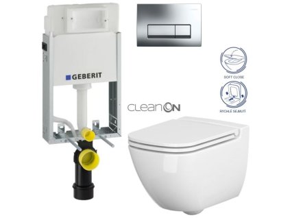 GEBERIT KOMBIFIXBasic vč. chromového tlačítka DELTA 51 + WC CERSANIT CLEANON CASPIA + SEDÁTKO 110.100.00.1 51CR CP1