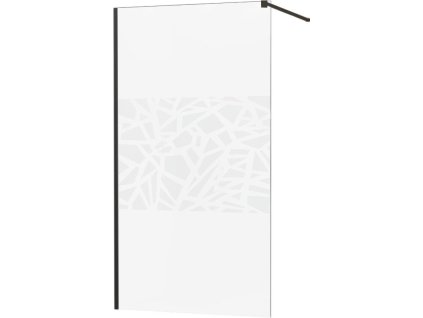 MEXEN/S - KIOTO Sprchová zástěna WALK-IN 130x200 cm 8 mm, černá, bílý vzor 800-130-101-70-85