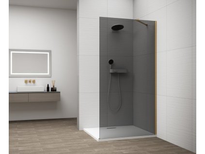 POLYSAN - ESCA GOLD MATT jednodílná sprchová zástěna k instalaci ke stěně, kouřové sklo, 900 ES1290-04