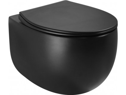 MEXEN - Egg Závěsná WC mísa včetně sedátka s slow-slim, Duroplastu, černý mat 30245070