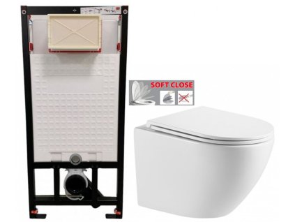 DEANTE Podomítkový rám, pro závěsné WC mísy bez tlačítka + WC INVENA LIMNOS WITH SOFT, včetně soft/close sedátka CST_WC01 X LI1
