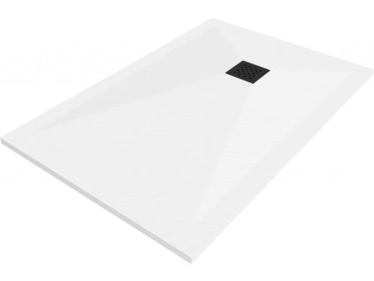 MEXEN/S - Stone+ obdélníková sprchová vanička 110 x 90, bílá, mřížka černá 44109011-B