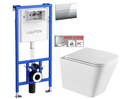 LAUFEN Rámový podomítkový modul CW1 SET s chromovým tlačítkem + WC INVENA FLORINA WITH SOFT, včetně soft/close sedátka H8946600000001CR FL1
