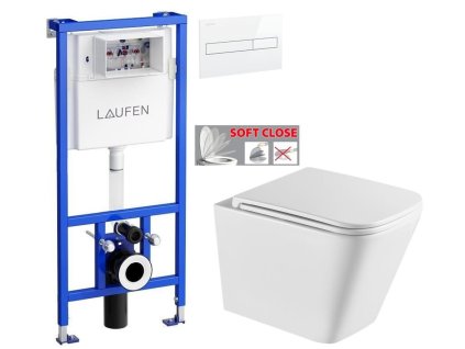 LAUFEN Rámový podomítkový modul CW1 SET s bílým tlačítkem + WC INVENA FLORINA WITH SOFT, včetně soft/close sedátka H8946600000001BI FL1