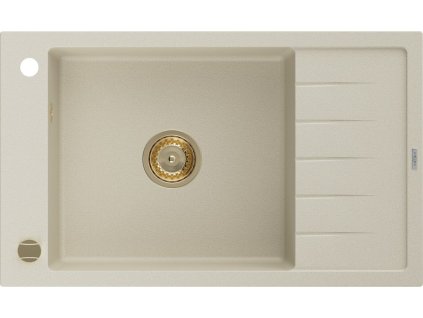 MEXEN/S - Elias granitový dřez 1-miska s odkapávačem 795 x 480 mm, béžová, sifon zlatá 6511791005-69-G