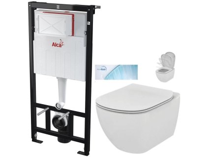ALCA Sádromodul - předstěnový instalační systém bez tlačítka + WC Ideal Standard Tesi se sedátkem SoftClose, AquaBlade AM101/1120 X TE1