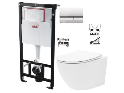 Předstěnový instalační systém s chromovým tlačítkem M1721 + WC REA Carlo Flat Mini Rimless + SEDÁTKO AM101/1120 M1721 CF1