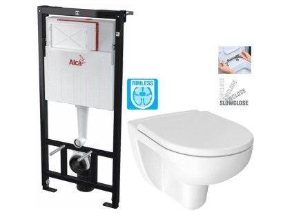 ALCA Sádromodul - předstěnový instalační systém bez tlačítka + WC JIKA LYRA PLUS RIMLESS + SEDÁTKO DURAPLAST SLOWCLOSE AM101/1120 X LY2