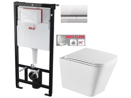 ALCA Sádromodul - předstěnový instalační systém s chromovým tlačítkem M1721 + WC INVENA FLORINA WITH SOFT, včetně soft/close sedátka AM101/1120 M1721 FL1