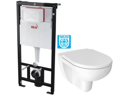 ALCA Sádromodul - předstěnový instalační systém bez tlačítka + WC JIKA LYRA PLUS RIMLESS + SEDÁTKO DURAPLAST AM101/1120 X LY1