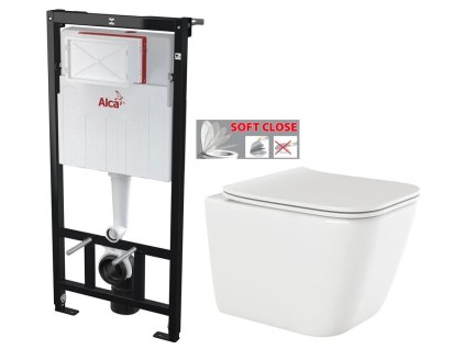 ALCA Sádromodul - předstěnový instalační systém bez tlačítka + WC INVENA PAROS + SEDÁTKO AM101/1120 X RO1